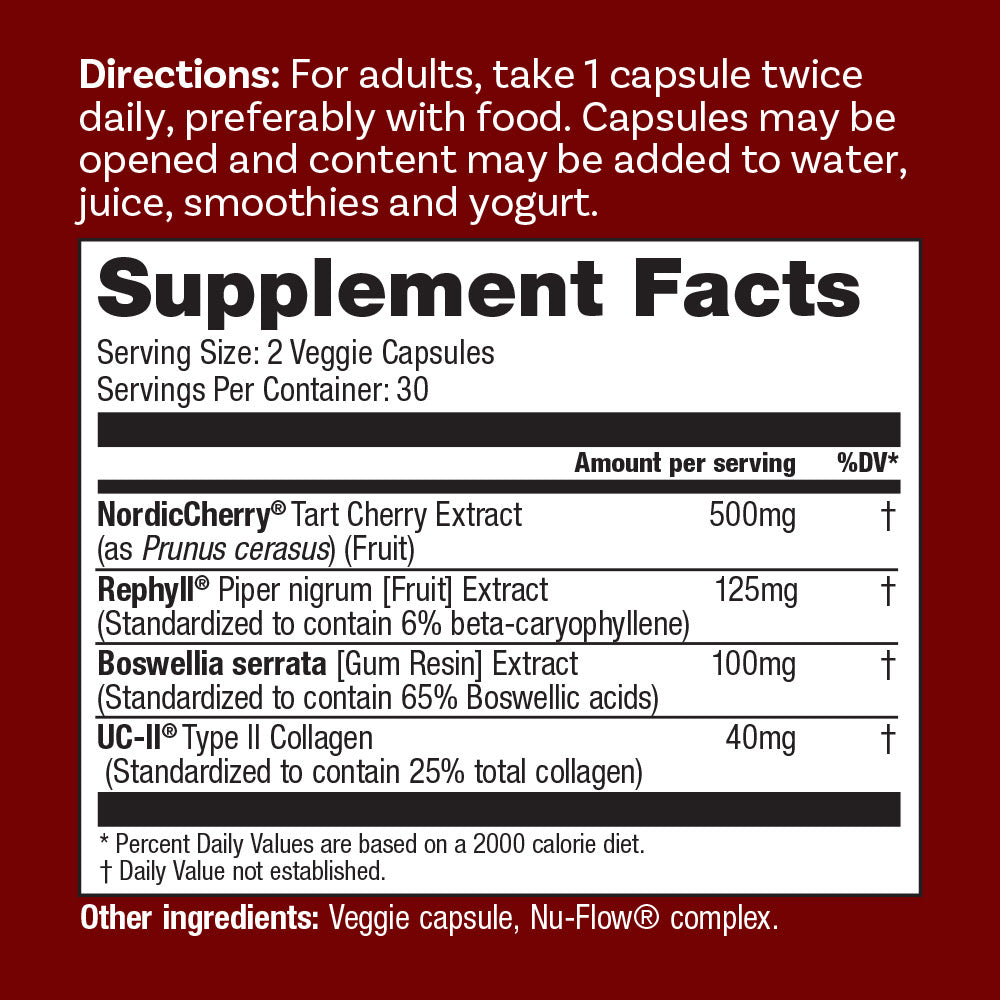 Cherry Goodness Tart Cherry Extract Capsules | Joint Health Plus Supplement Facts